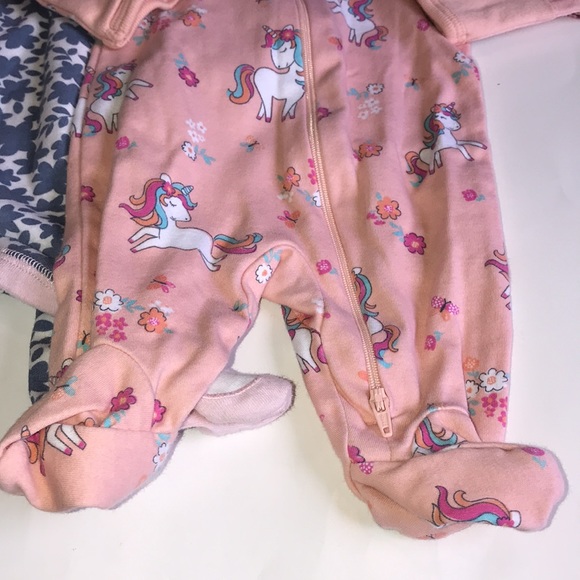 Newborn Baby Girl Footies Sleepers 3 pack bundle lot - Picture 6 of 12